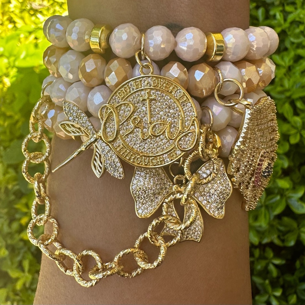Stacked beaded bracelets